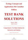 Accredited Test Bank Solutions &mdash; Ecology&colon; Concepts and Applications&comma; 5th Canadian Edition &mdash; Michael C&period; Molles Jr&period; &mdash; &lpar;All Chapters Covered 1&ndash;22&comma; Questions & Answers&rpar;
