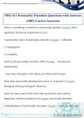 NSG 411 Personality Disorders Questions with Answers  &lpar;100&percnt; Correct Answers&rpar; 