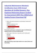 Industrial Maintenance Mechanic Certification Exam With Actual Questions & Verified Answers&comma; Plus Explained Rationales&sol;Expert Verified For Guaranteed 100&percnt; Pass 2026&sol;Latest Update&sol;Instant Download Pdf