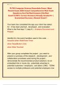 PLTW Computer Science Essentials Exam &vert; Most  Recent Exam 2026 Actual Comprehensive Real Exam  Questions And Verified Answers &vert;&vert;Verified  Exam&excl;&excl;&excl;&lpar;100&percnt; Correct Answers&rpar; Already Graded A&plus; &vert;  Guaranteed Success &vert; Newest Exam&excl;&excl;