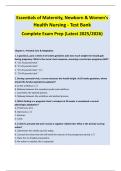 Essentials of Maternity&comma; Newborn & Women's  Health Nursing - Test Bank  Complete Exam Prep &lpar;Latest 2025&sol;2026&rpar; 