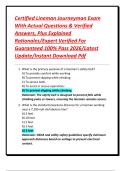 Certified Lineman Journeyman Exam With Actual Questions & Verified Answers&comma; Plus Explained Rationales&sol;Expert Verified For Guaranteed 100&percnt; Pass 2026&sol;Latest Update&sol;Instant Download Pdf