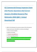 ICC Commercial Energy Inspector Exam  &lpar;E3&rpar; Practice Questions And Correct  Answers &lpar;Verified Answers&rpar; Plus  Rationales 2026 Q&A &vert; Instant  Download Pdf
