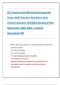 ICC Commercial Mechanical Inspector  Exam &lpar;M2&rpar; Practice Questions And  Correct Answers &lpar;Verified Answers&rpar; Plus  Rationales 2026 Q&A &vert; Instant  Download Pdf