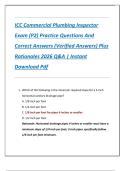 ICC Commercial Plumbing Inspector  Exam &lpar;P2&rpar; Practice Questions And  Correct Answers &lpar;Verified Answers&rpar; Plus  Rationales 2026 Q&A &vert; Instant  Download Pdf 