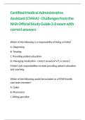 Certified Medical Administrative Assistant &lpar;CMAA&rpar; - Challenges from the NHA Official Study Guide 3&period;0 exam with correct answers 