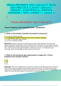 TEXAS PROPERTY AND CASUALTY EXAM AND PRACTICE &lpar;LATEST 2026&sol;2027 UPDATE&rpar;&comma; QUESTIONS & VERIFIED ANSWERS &vert; 100&percnt; CORRECT &vert; GRADE A
