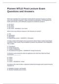Pioneer MTLE Post-Lecture Exam Questions and Answers