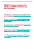 FTCE Professional Education Test Practice 1 Complete Questions And Verified Answers &vert; 100&percnt; Pass &vert;