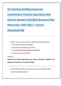 ICC Existing Building Inspector  Examination Practice Questions And  Correct Answers &lpar;Verified Answers&rpar; Plus  Rationales 2026 Q&A &vert; Instant  Download Pdf 