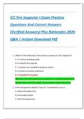 ICC Fire Inspector I Exam Practice  Questions And Correct Answers  &lpar;Verified Answers&rpar; Plus Rationales 2026  Q&A &vert; Instant Download Pdf 