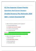 ICC Fire Inspector II Exam Practice  Questions And Correct Answers  &lpar;Verified Answers&rpar; Plus Rationales 2026  Q&A &vert; Instant Download Pdf 