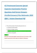 ICC Prestressed Concrete Special  Inspector Examination Practice  Questions And Correct Answers  &lpar;Verified Answers&rpar; Plus Rationales 2026  Q&A &vert; Instant Download Pdf 