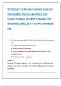 ICC Reinforced Concrete Special Inspector  Examination Practice Questions And  Correct Answers &lpar;Verified Answers&rpar; Plus  Rationales 2026 Q&A &vert; Instant Download  Pdf