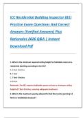 ICC Residential Building Inspector &lpar;B1&rpar;  Practice Exam Questions And Correct  Answers &lpar;Verified Answers&rpar; Plus  Rationales 2026 Q&A &vert; Instant  Download Pdf