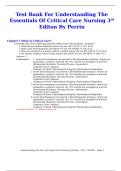 Test Bank For Understanding The Essentials Of Critical Care Nursing 3rd Editon By Perrin 100&percnt; Verified Questions & Answers Graded A&plus;