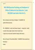 WGU D094 Educational Psychology and Development of  Children & Adolescents Exam Elaboration &vert; Latest  2025&sol;2026 Study Guide to Pass First Try 