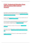 FTCE  Professional Education Exam 2026 Questions With Outlined Answers &vert; 100&percnt; Pass