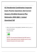 ICC Residential Combination Inspector  Exam Practice Questions And Correct  Answers &lpar;Verified Answers&rpar; Plus  Rationales 2026 Q&A &vert; Instant  Download Pdf 