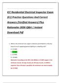 ICC Residential Electrical Inspector Exam  &lpar;E1&rpar; Practice Questions And Correct  Answers &lpar;Verified Answers&rpar; Plus  Rationales 2026 Q&A &vert; Instant  Download Pdf 