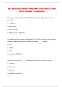ALL PRACTICE QUESTIONS PSYC 3301 FINAL EXAM WITH ACCURATE ANSWERS 