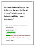 ICC Residential Energy Inspector Exam  &lpar;R5&rpar; Practice Questions And Correct  Answers &lpar;Verified Answers&rpar; Plus  Rationales 2026 Q&A &vert; Instant  Download Pdf 