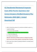 ICC Residential Mechanical Inspector  Exam &lpar;M1&rpar; Practice Questions And  Correct Answers &lpar;Verified Answers&rpar; Plus  Rationales 2026 Q&A &vert; Instant  Download Pdf