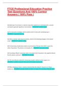 FTCE Professional Education Practice Test Questions With 100&percnt; Correct Answers BUNDLE
