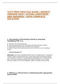 TCFP PREP EXAM &vert; NEWEST VERSION 2026 &vert; ACTUAL QUESTIONS AND ANSWERS &vert; WITH COMPLETE SOLUTION
