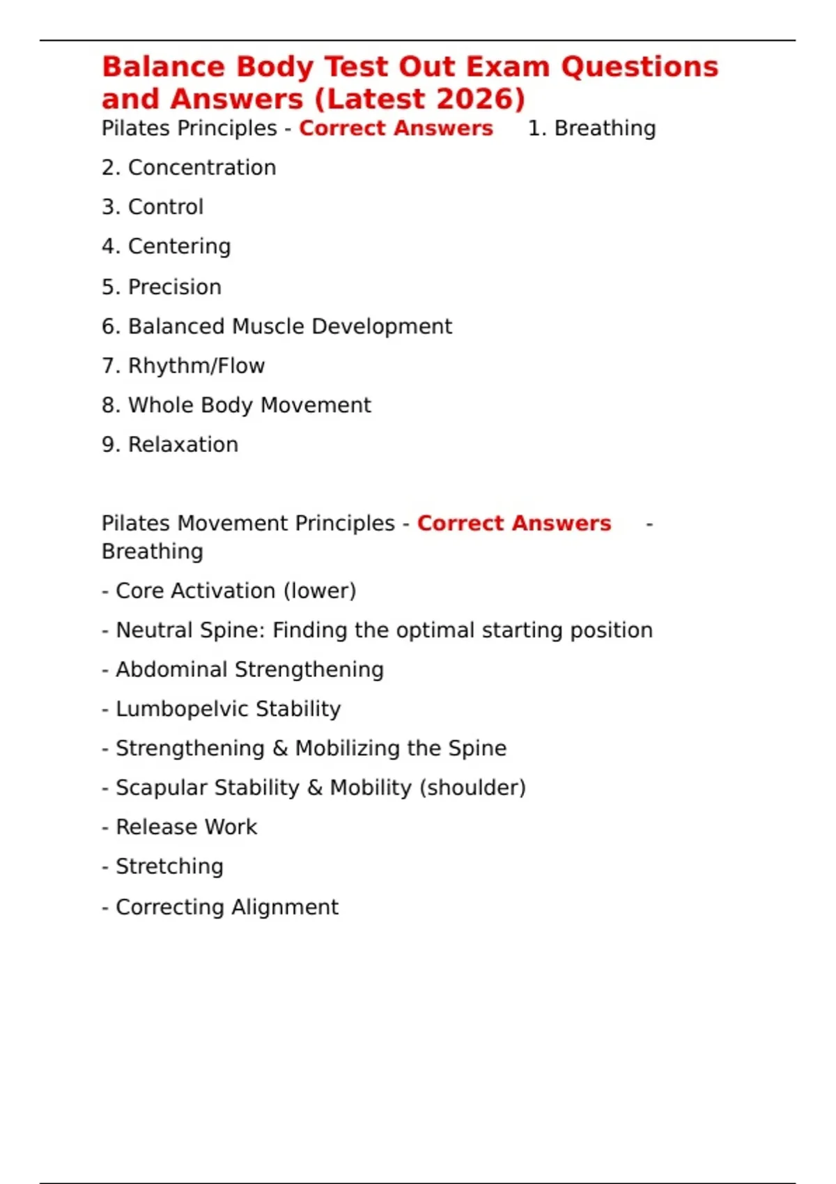 Balance Body Test Out Exam Questions and Answers (Latest 2026 ...