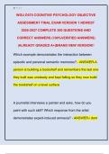 WGU D570 COGNITIVE PSYCHOLOGY OBJECTIVE  ASSESSMENT FINAL EXAM VERSION 1 NEWEST  2026-2027 COMPLETE 200 QUESTIONS AND  CORRECT ANSWERS &lpar;100&percnt;VERIFIED ANSWERS&rpar;  &vert;ALREADY GRADED A&plus;&vert;BRAND NEW VERSION&excl;&excl; 
