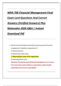 MHA 706 Financial Management Final  Exam Lord Questions And Correct  Answers &lpar;Verified Answers&rpar; Plus  Rationales 2026 Q&A &vert; Instant  Download Pdf 