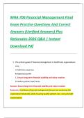 MHA 706 Financial Management Final  Exam Practice Questions And Correct  Answers &lpar;Verified Answers&rpar; Plus  Rationales 2026 Q&A &vert; Instant  Download Pdf