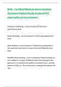 NHA - Certified Medical Administrative Assistant &lpar;CMAA&rpar; Study Guide AVTEC exam with correct answers