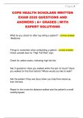 COPE HEALTH SCHOLARS WRITTEN  EXAM 2026 QUESTIONS AND  ANSWERS &vert; A&plus; GRADED &vert; WITH  EXPERT SOLUTIONS