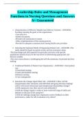 Leadership Roles and Management Functions in Nursing Questions and Answers A&plus; Guaranteed