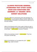 ILLINOIS PESTICIDE GENERAL  STANDARDS TEST STUDY GUIDE  EXAM 2026 QUESTIONS AND  ANSWERS &vert; A&plus; GRADED &vert; WITH  EXPERT SOLUTIONS