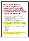 Certified Tool and Die Maker Journeyman Exam With Actual Questions & Verified Answers&comma; Plus Explained Rationales&sol;Expert Verified For Guaranteed 100&percnt; Pass 2026&sol;Latest Update&sol;Instant Download Pdf