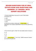 REVIEW QUESTIONS FOR NY REAL  ESTATE EXAM 2026 QUESTIONS AND  ANSWERS &vert; A&plus; GRADED &vert; WITH  EXPERT SOLUTIONS 
