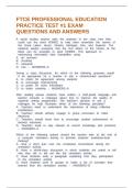 FTCE PROFESSIONAL EDUCATION PRACTICE TEST &num;1 EXAM QUESTIONS AND ANSWERS