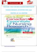TEST BANK - POLIT AND BECK CANADIAN ESSENTIALS OF NURSING RESEARCH&comma; 4TH EDITION &lpar;WOO&comma; 2019&rpar;  CHAPTER 1-18 &vert; ALL CHAPTERS