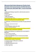 Minnesota Real Estate Salesperson Practice Exam  Questions And Correct Answers &lpar;Verified Answers&rpar;  Plus Rationales 2025&sol;2026 Q&A &vert; Instant Download  Pdf 
