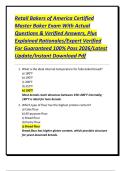 Retail Bakers of America Certified Master Baker Exam With Actual Questions & Verified Answers&comma; Plus Explained Rationales&sol;Expert Verified For Guaranteed 100&percnt; Pass 2026&sol;Latest Update&sol;Instant Download Pdf