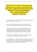 WGU D196 Principles of Financial and  Managerial Accounting OA EXAM PREP  2026&sol;2027 COMPLETE QUESTIONS WITH  CORRECT DETAILED ANSWERS &vert;&vert;  100&percnt; GUARANTEED PASS  <NEWEST VERSION> 