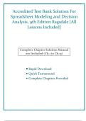 Accredited Test Bank Solutions &mdash; Spreadsheet Modeling and Decision Analysis&comma; 9th Edition &mdash; Ragsdale &mdash; &lpar;All Chapters Covered 1&ndash;15&comma; Questions & Answers&rpar;