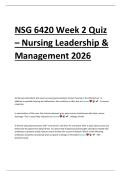 NSG 6420 Week 2 Quiz 2026 &ndash; Nursing Leadership & Management Study Guide