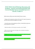 WGU D265 Critical Thinking&colon; Reasoning and Evidence - Practice Assessment Questions and Correct Detailed Answers &lpar;Verified Answers&rpar; &vert; Already Graded A&plus; 