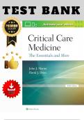 Test Bank for Critical Care Medicine&colon; The Essentials and More&comma; 5th Edition &lpar;Marini & Dries&rpar; &vert; All Chapters &lpar;1&ndash;38&rpar; &vert; 2026 Version