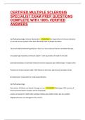 CERTIFIED MULTIPLE SCLEROSIS SPECIALIST EXAM PREP QUESTIONS COMPLETE WITH 100&percnt; VERIFIED ANSWERS