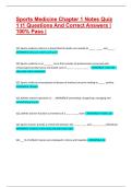 Sports Medicine Chapter 1 Notes Quiz 1 t1 Questions And Correct Answers &vert; 100&percnt; Pass &vert;